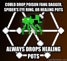 could drop poison fang dagger spiders eye ring or healing -