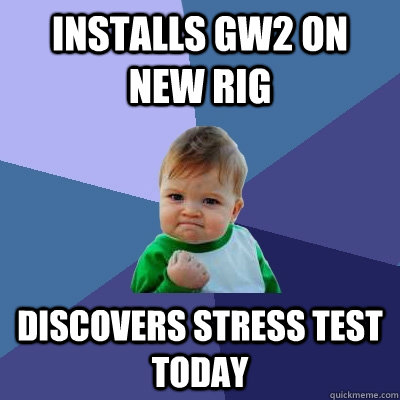 installs gw2 on new rig discovers stress test today - Success Kid