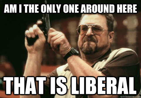 am i the only one around here that is liberal - Am I the only one
