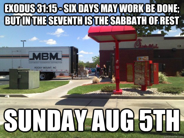 exodus 3115 six days may work be done but in the seventh - Sabbath Chicken