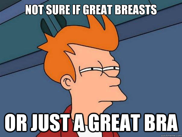 not sure if great breasts or just a great bra - Futurama Fry