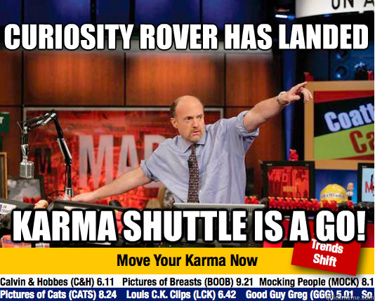 curiosity rover has landed karma shuttle is a go - Mad Karma with Jim Cramer