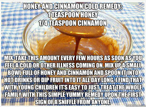 honey and cinnamon cold remedy 1 teaspoon honey 14 teaspo - food