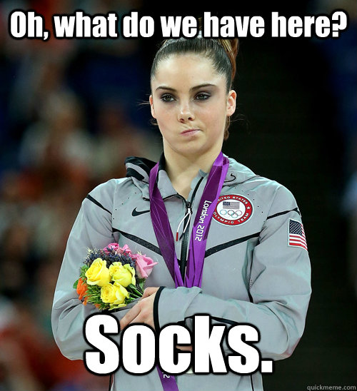 oh what do we have here socks - McKayla Not Impressed