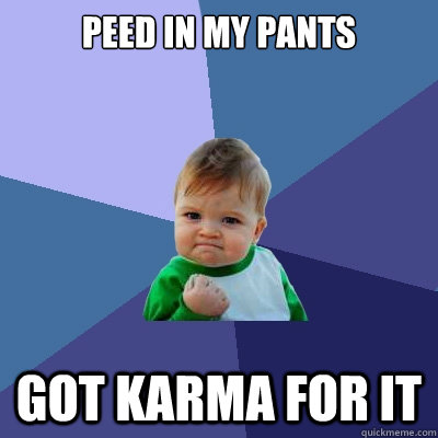 peed in my pants got karma for it - Success Kid
