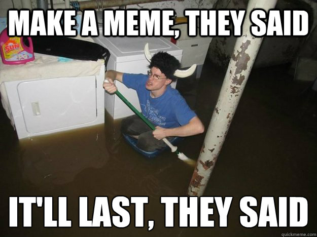 make a meme they said itll last they said - Laundry viking