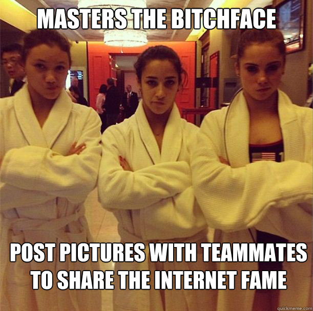 masters the bitchface post pictures with teammates to share -