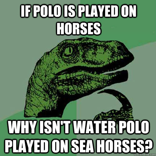 if polo is played on horses why isnt water polo played on s - Philosoraptor