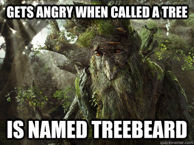 gets angry when called a tree is named treebeard - treebeard
