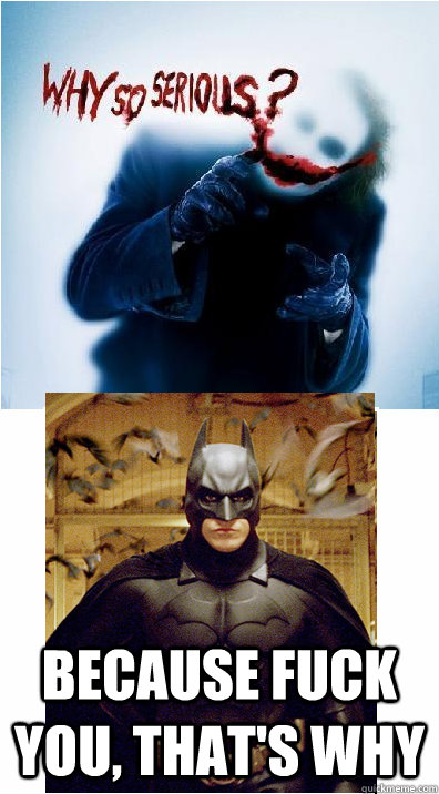 because fuck you thats why - Why so serious batsy