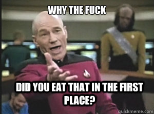 why the fuck did you eat that in the first place - Annoyed Picard