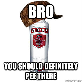 bro you should definitely pee there - Scumbag Alcohol