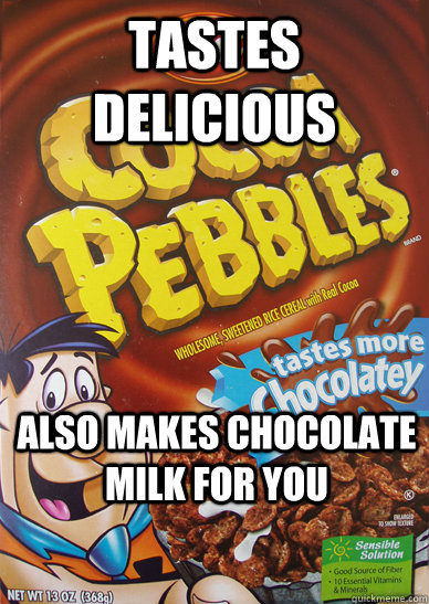 tastes delicious also makes chocolate milk for you - Good guy cocoa pebbles
