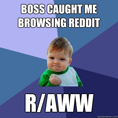 boss caught me browsing reddit raww - Success Kid