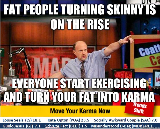 Fat people turning skinny is on the rise Everyone start exer - Jim Kramer with updated ticker