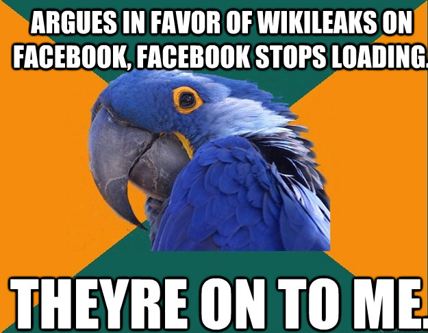 argues in favor of wikileaks on facebook facebook stops loa - Paranoid Parrot