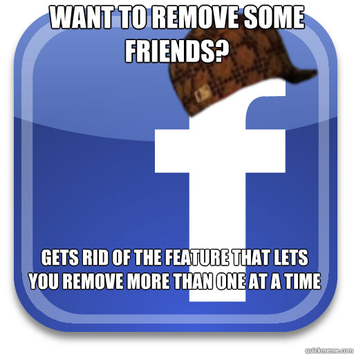 want to remove some friends gets rid of the feature that le - Scumbag Facebook