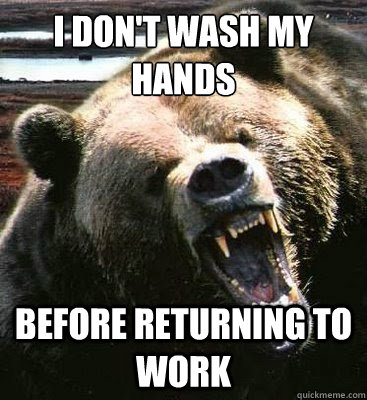 i dont wash my hands before returning to work - Insanity Bear