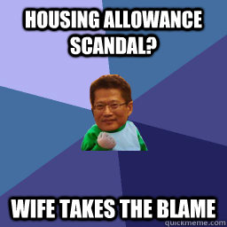 housing allowance scandal wife takes the blame -