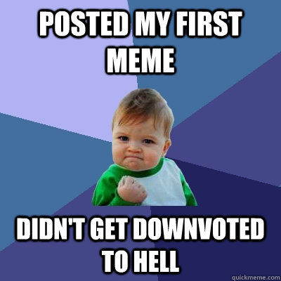 posted my first meme didnt get downvoted to hell - Success Kid