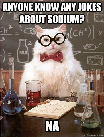 anyone know any jokes about sodium na - Chemistry Cat