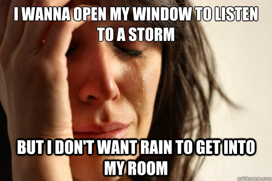 i wanna open my window to listen to a storm but i dont want - First World Problems
