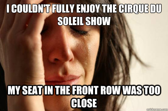 i couldnt fully enjoy the cirque du soleil show my seat in - First World Problems