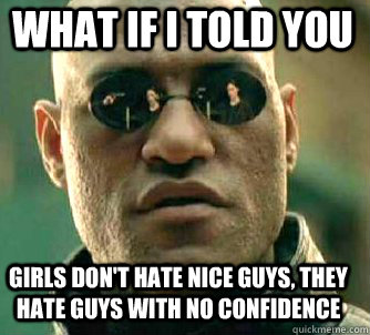 what if i told you girls dont hate nice guys they hate guy - Matrix Morpheus