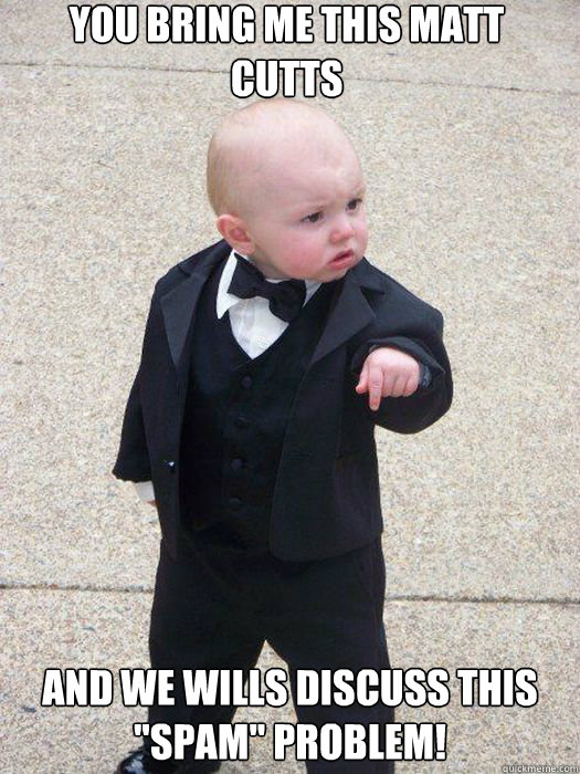 you bring me this matt cutts and we wills discuss this spam - Baby Godfather