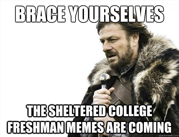 brace yourselves the sheltered college freshman memes are co - Brace Yourselves - Borimir