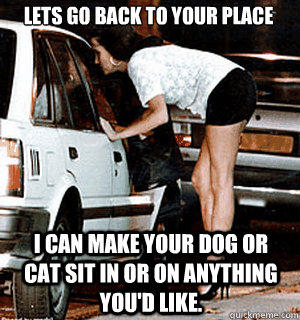 lets go back to your place i can make your dog or cat sit in - Karma Whore