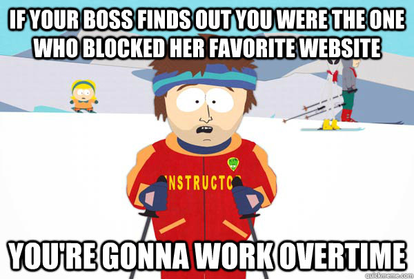 if your boss finds out you were the one who blocked her favo - Super Cool Ski Instructor