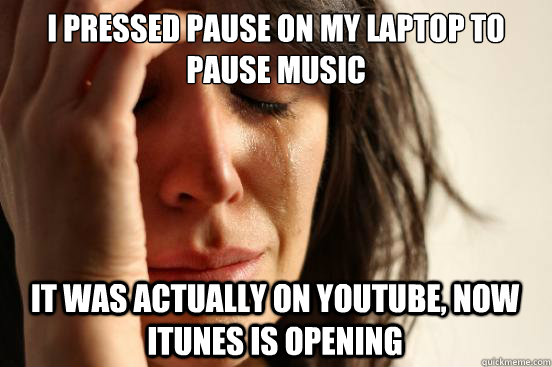 i pressed pause on my laptop to pause music it was actually - First World Problems