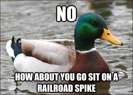 no how about you go sit on a railroad spike - Actual Advice Mallard
