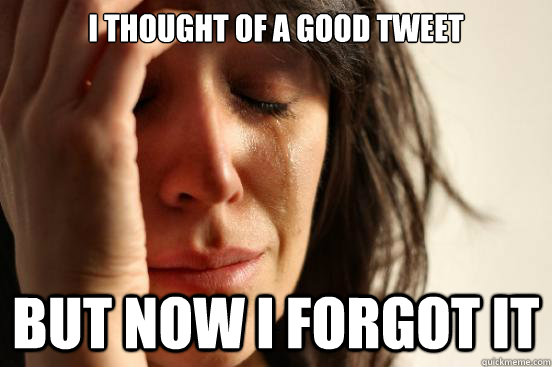 i thought of a good tweet but now i forgot it - First World Problems