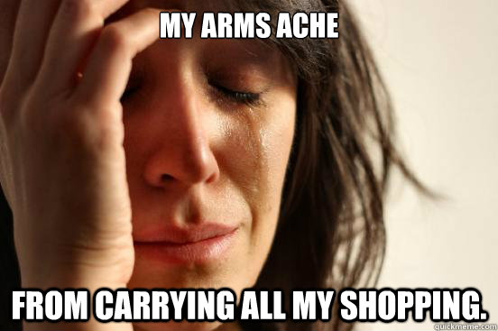 my arms ache from carrying all my shopping - First World Problems