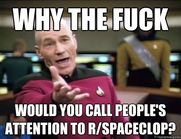 why the fuck would you call peoples attention to rspaceclo - Annoyed Picard HD