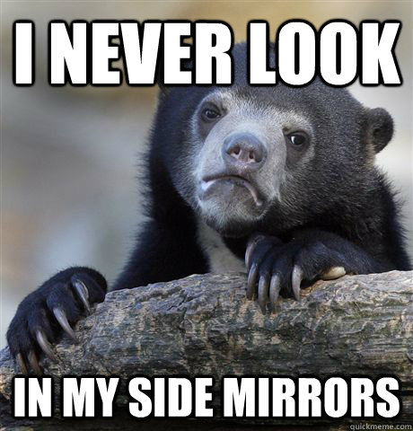 i never look in my side mirrors - Confession Bear