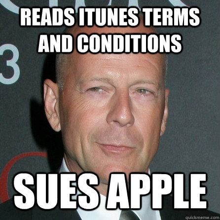 reads itunes terms and conditions sues apple - Good Guy Bruce