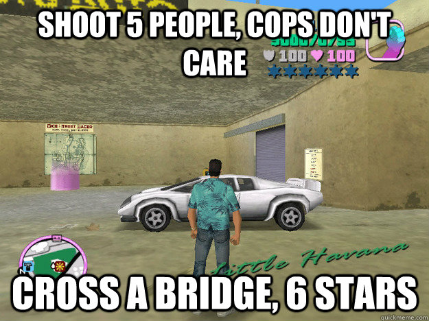shoot 5 people cops dont care cross a bridge 6 stars - GTA LOGIC