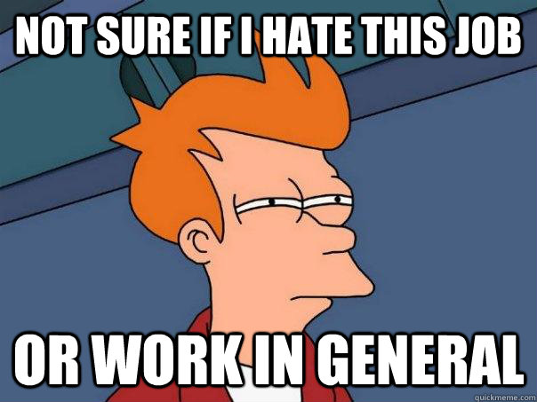 not sure if i hate this job or work in general - Futurama Fry