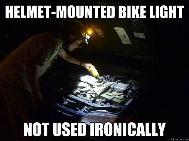 helmetmounted bike light not used ironically - Helmet-Mounted Bike Light