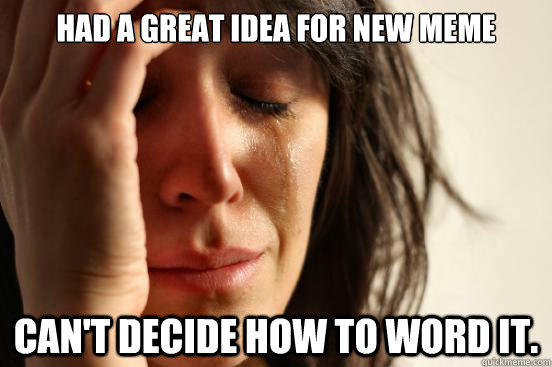 had a great idea for new meme cant decide how to word it - First World Problems