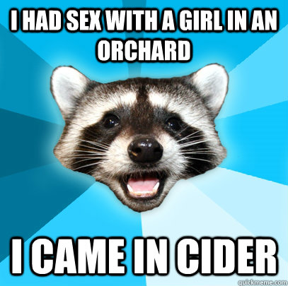 i had sex with a girl in an orchard i came in cider - Lame Pun Coon