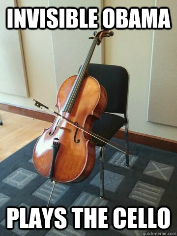 invisible obama plays the cello - Talented Obama