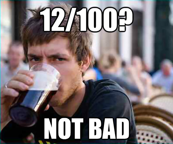 12100 not bad - Lazy College Senior