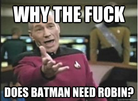 why the fuck does batman need robin - ANNOYED PICARD