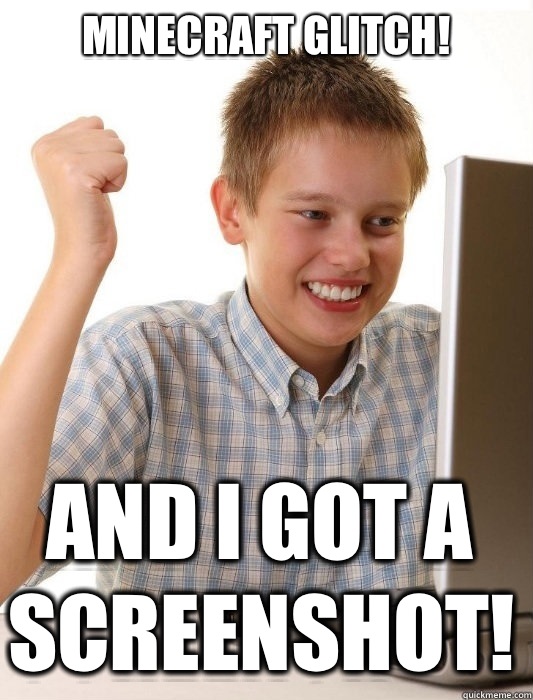 Minecraft Glitch And I got a screenshot - First Day on the Internet Kid