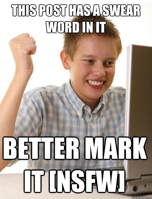 this post has a swear word in it better mark it nsfw - First Day on the Internet Kid