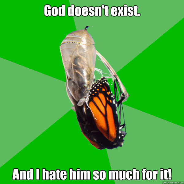 god doesnt exist and i hate him so much for it - Transitional Atheist Butterfly